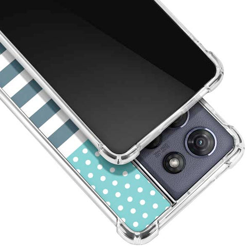 Polka Dots and Stripes Heart in Blue Moto G 5G (2025) Clear Case