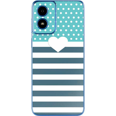 Polka Dots and Stripes Heart in Blue Moto G Play 4G (2024) Skin