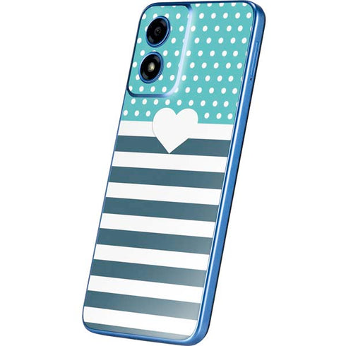 Polka Dots and Stripes Heart in Blue Moto G Play 4G (2024) Skin