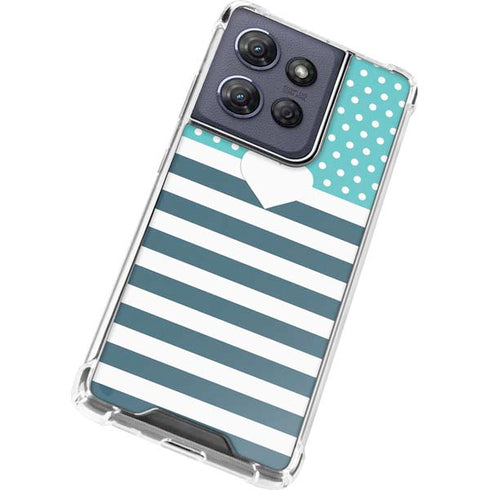 Polka Dots and Stripes Heart in Blue Moto G Play 5G (2025) Clear Case