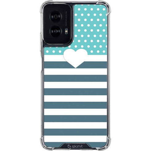 Polka Dots and Stripes Heart in Blue Moto G Power 5G (2024) Clear Case