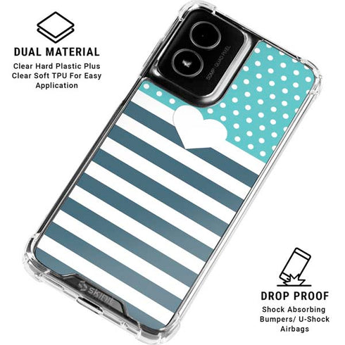 Polka Dots and Stripes Heart in Blue Moto G Power 5G (2024) Clear Case