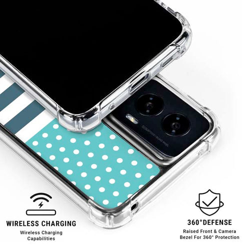 Polka Dots and Stripes Heart in Blue Moto G Power 5G (2024) Clear Case