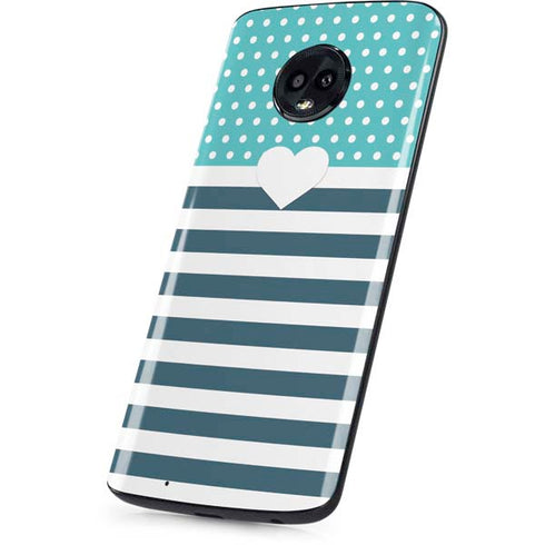 Polka Dots and Stripes Heart in Blue Moto G6 Skin
