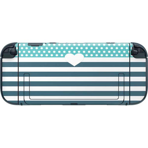 Polka Dots and Stripes Heart in Blue Nintendo Switch 2 (2025) with Joy-Con Skin