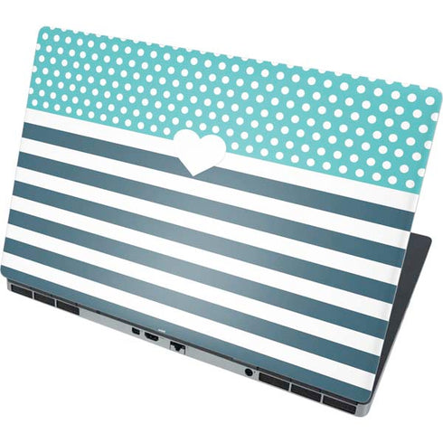Polka Dots and Stripes Heart in Blue Dell Precision Skin