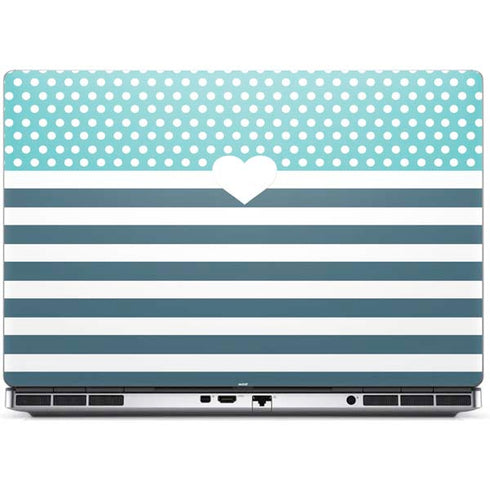 Polka Dots and Stripes Heart in Blue Dell Precision Skin