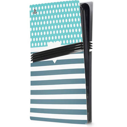 Polka Dots and Stripes Heart in Blue PS5 Pro Console Skin