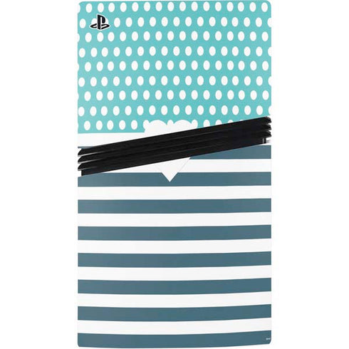 Polka Dots and Stripes Heart in Blue PS5 Pro Console Skin