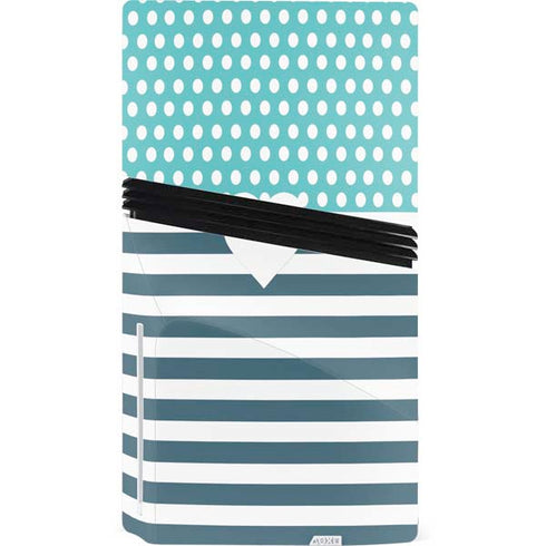 Polka Dots and Stripes Heart in Blue PS5 Pro Disk Bundle Skin