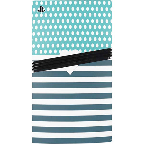 Polka Dots and Stripes Heart in Blue PS5 Pro Disk Console Skin