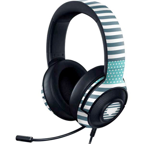 Polka Dots and Stripes Heart in Blue Razer Kraken X Skin