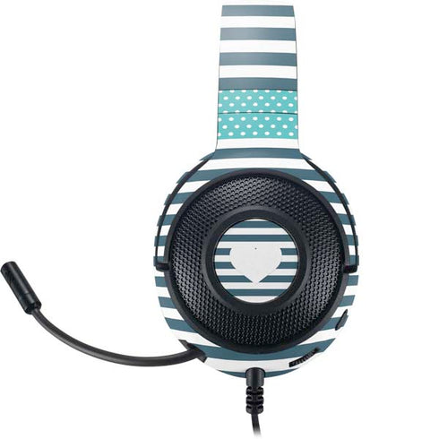 Polka Dots and Stripes Heart in Blue Razer Kraken X Skin