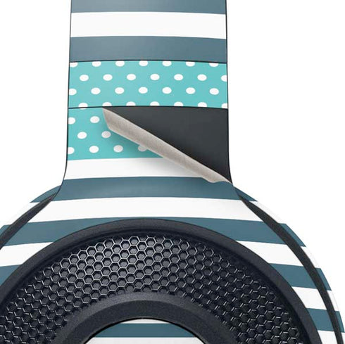 Polka Dots and Stripes Heart in Blue Razer Kraken X Skin