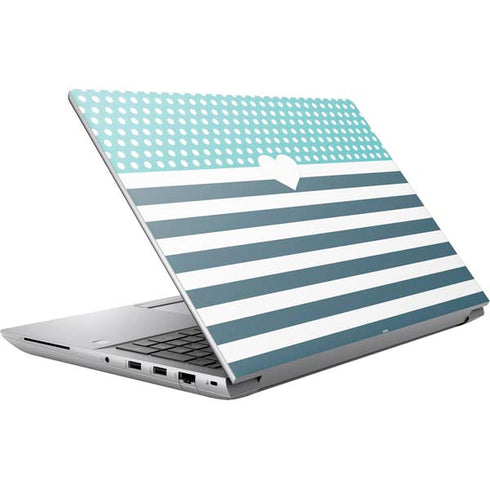 Polka Dots and Stripes Heart in Blue HP ZBook Fury 16 G10 Skin