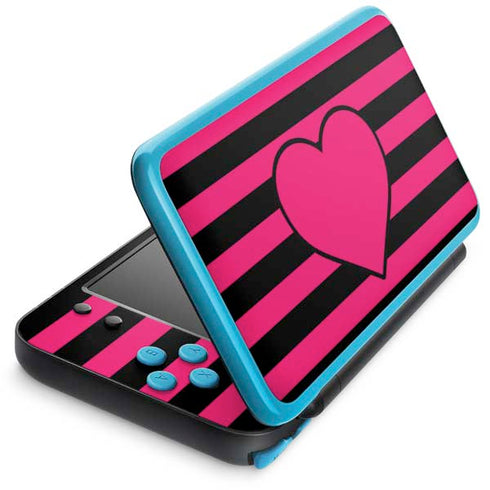 Polka Dots and Stripes Heart in Pink Nintendo Skins