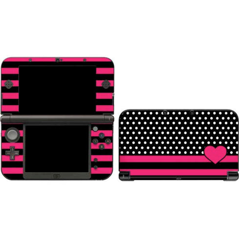 Polka Dots and Stripes Heart in Pink Nintendo Skins