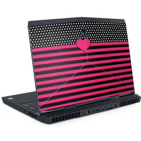 Polka Dots and Stripes Heart in Pink Dell Alienware Skin