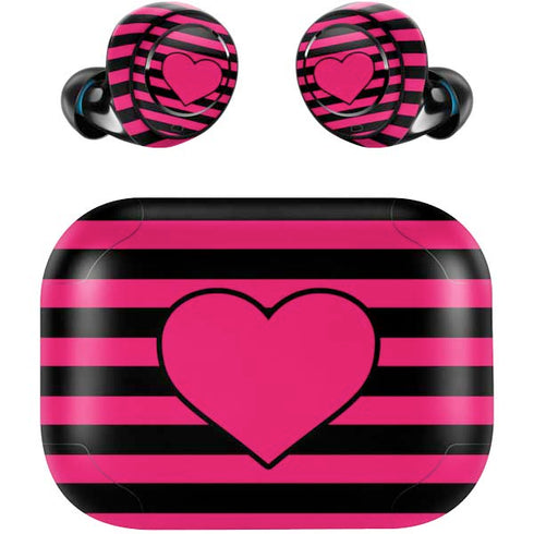 Polka Dots and Stripes Heart in Pink Amazon Echo Buds Skin