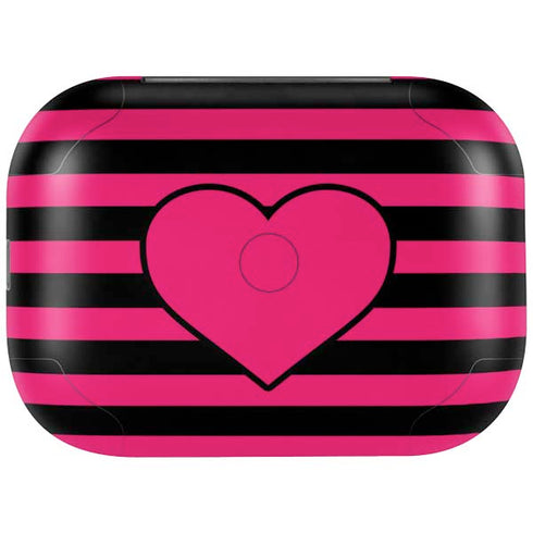 Polka Dots and Stripes Heart in Pink Amazon Echo Buds Skin