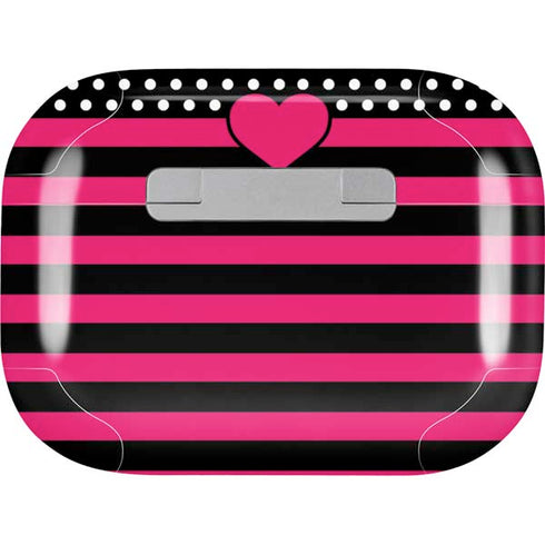 Polka Dots and Stripes Heart in Pink AirPods Skins