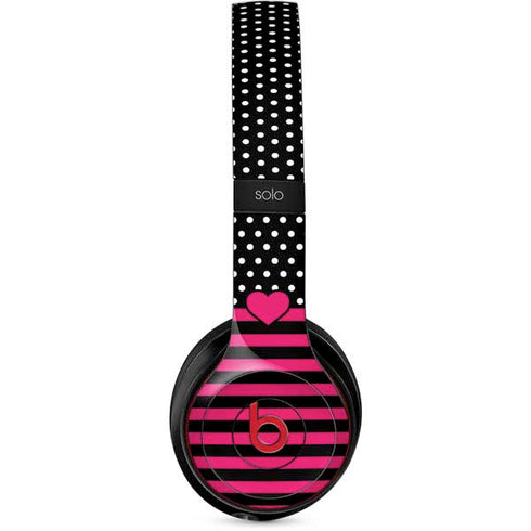 Polka Dots and Stripes Heart in Pink Beats Solo 2 Wireless Skin
