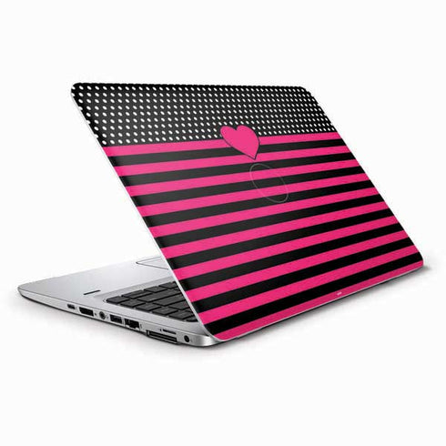 Polka Dots and Stripes Heart in Pink HP Elitebook Skin