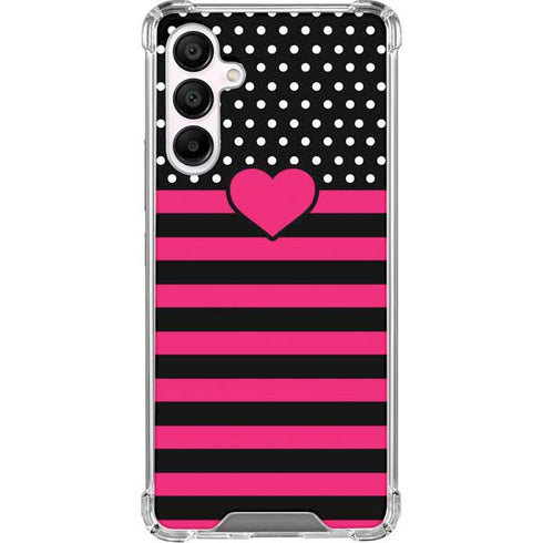 Polka Dots and Stripes Heart in Pink Galaxy A16 5G Clear Case