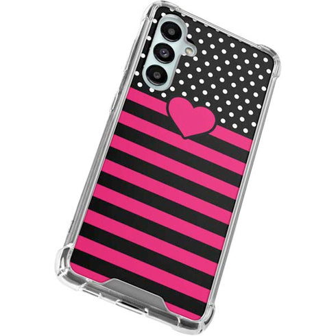 Polka Dots and Stripes Heart in Pink Galaxy A16 5G Clear Case