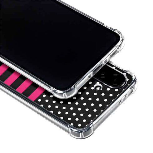 Polka Dots and Stripes Heart in Pink Galaxy A36 5G Clear Case