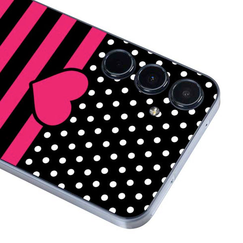 Polka Dots and Stripes Heart in Pink Galaxy A36 5G Skin