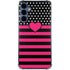 Polka Dots and Stripes Heart in Pink Galaxy A55 5G Clear Case