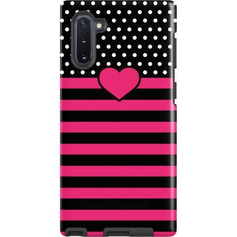 Polka Dots and Stripes Heart in Pink Galaxy Cases