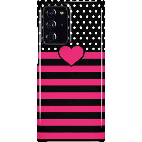 Polka Dots and Stripes Heart in Pink Galaxy Cases