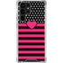 Polka Dots and Stripes Heart in Pink Galaxy S23 Ultra Clear Case