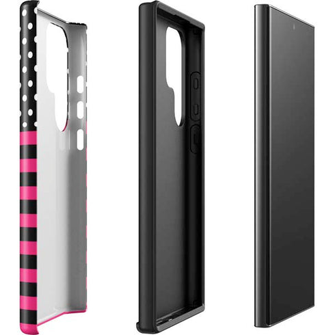 Polka Dots and Stripes Heart in Pink Galaxy S23 Ultra Pro Case