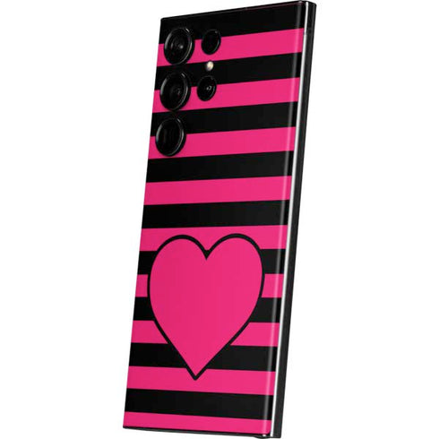 Polka Dots and Stripes Heart in Pink Galaxy Skins