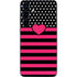 Polka Dots and Stripes Heart in Pink Galaxy S25 Skin