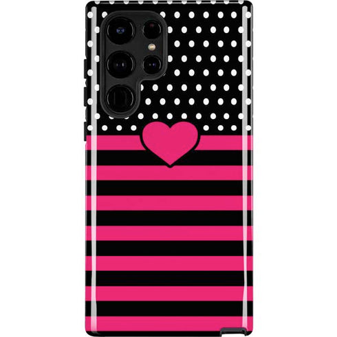 Polka Dots and Stripes Heart in Pink Galaxy S25 Ultra Impact Case