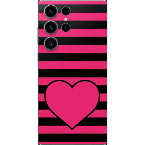 Polka Dots and Stripes Heart in Pink Galaxy S25 Ultra Skin