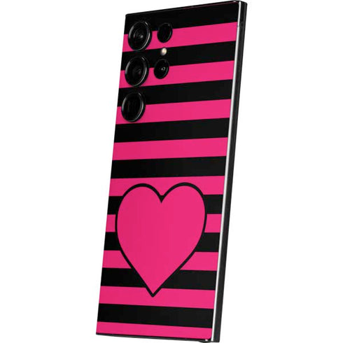 Polka Dots and Stripes Heart in Pink Galaxy S24 Ultra Skin