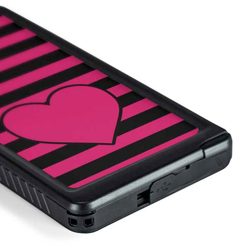 Polka Dots and Stripes Heart in Pink Galaxy S24 Ultra Waterproof Case