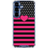 Polka Dots and Stripes Heart in Pink Galaxy S25 Clear Case