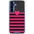Polka Dots and Stripes Heart in Pink Galaxy S25 Plus Clear Case