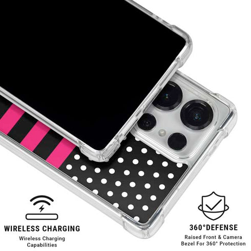 Polka Dots and Stripes Heart in Pink Galaxy S25 Ultra Clear Case