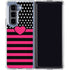 Polka Dots and Stripes Heart in Pink Galaxy Z Fold5 5G Clear Case