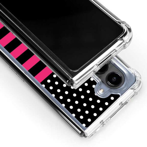 Polka Dots and Stripes Heart in Pink Galaxy Z Fold5 5G Clear Case
