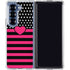 Polka Dots and Stripes Heart in Pink Galaxy Z Fold6 Clear Case