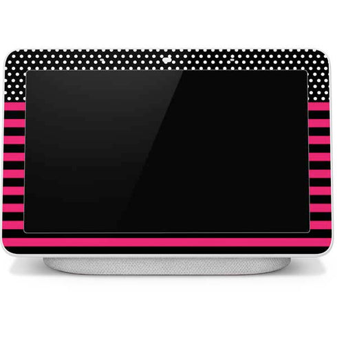 Polka Dots and Stripes Heart in Pink Google Home Hub Skin