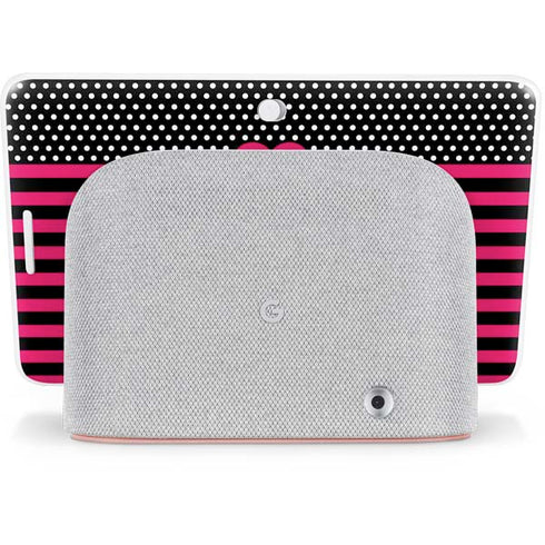 Polka Dots and Stripes Heart in Pink Google Home Hub Skin